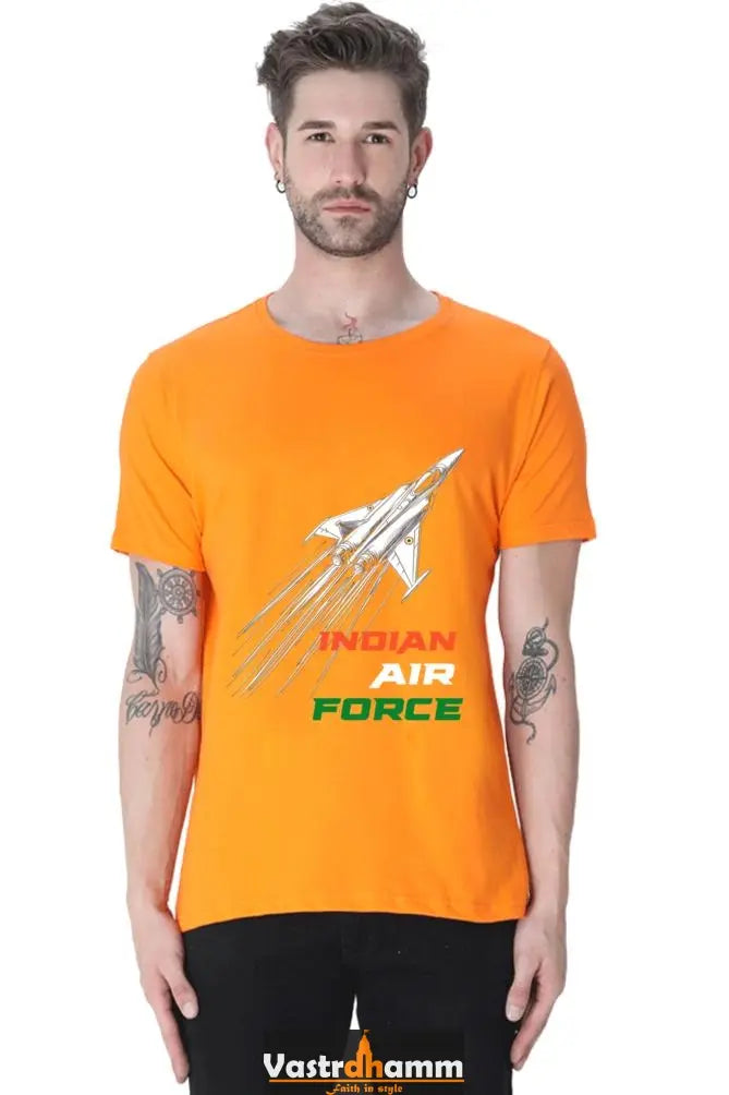 Blue Sky Defenders Indian Air Force. Round Neck Half Sleeve Classic T-Shirts for Men Vastrdhamm