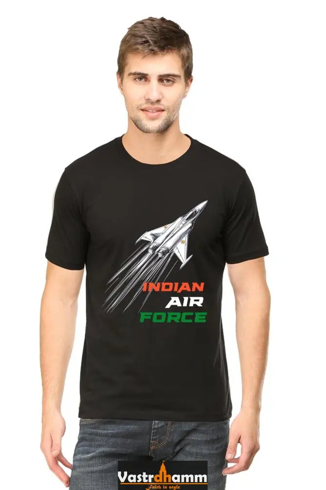 Blue Sky Defenders Indian Air Force. Round Neck Half Sleeve Classic T-Shirts for Men Vastrdhamm