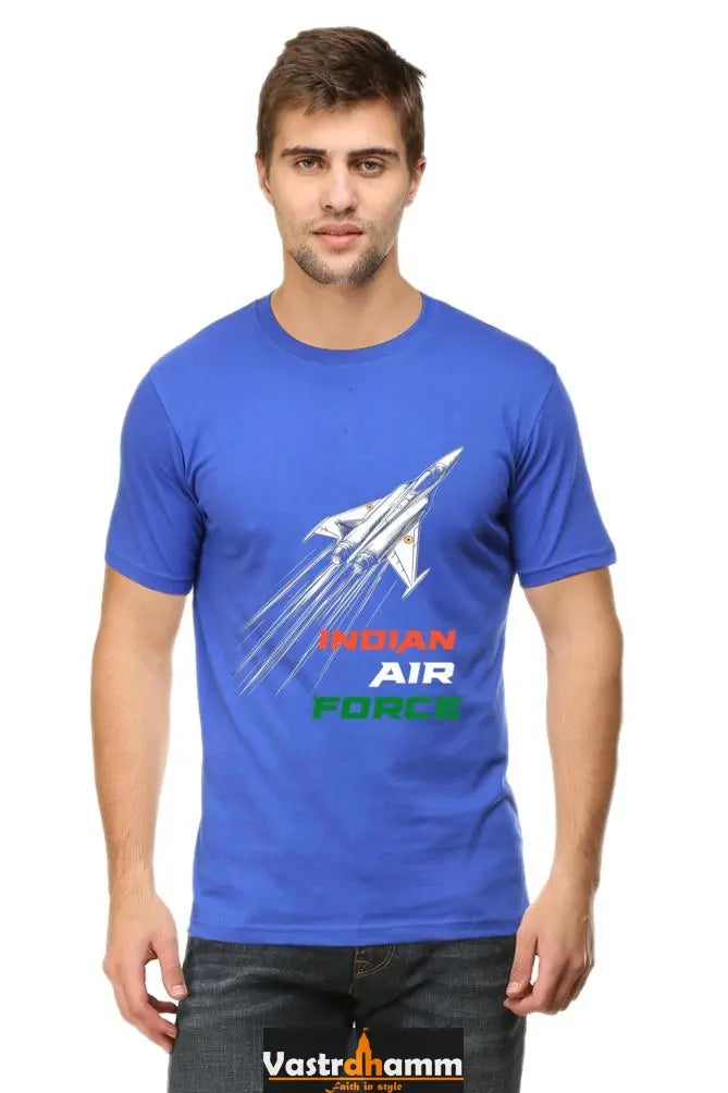 Blue Sky Defenders Indian Air Force. Round Neck Half Sleeve Classic T-Shirts for Men Vastrdhamm