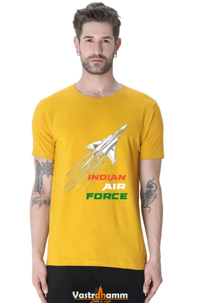 Blue Sky Defenders Indian Air Force. Round Neck Half Sleeve Classic T-Shirts for Men Vastrdhamm