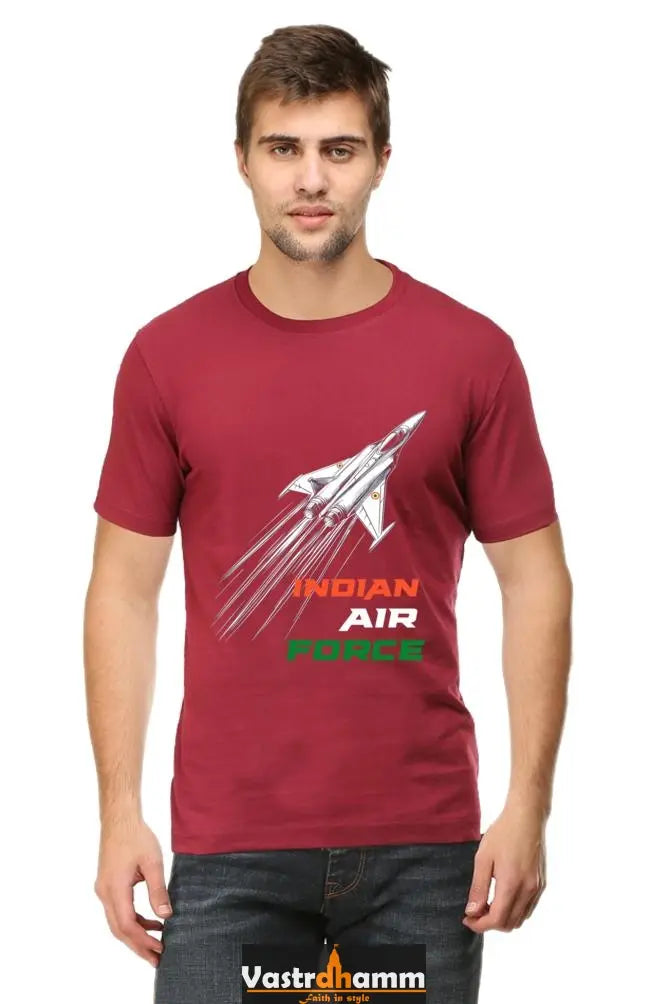 Blue Sky Defenders Indian Air Force. Round Neck Half Sleeve Classic T-Shirts for Men Vastrdhamm