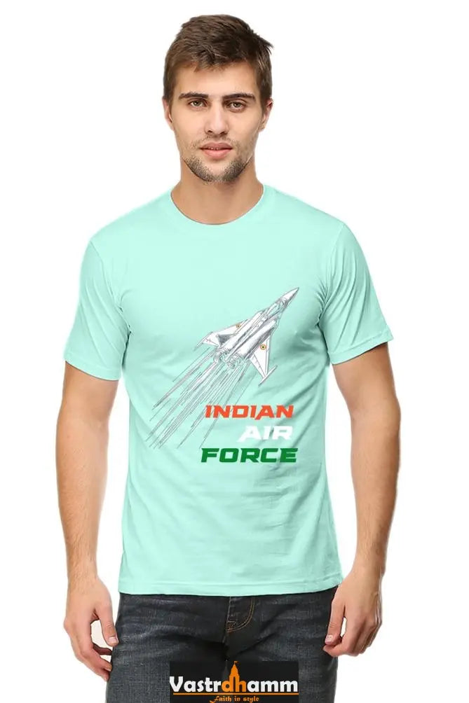 Blue Sky Defenders Indian Air Force. Round Neck Half Sleeve Classic T-Shirts for Men Vastrdhamm