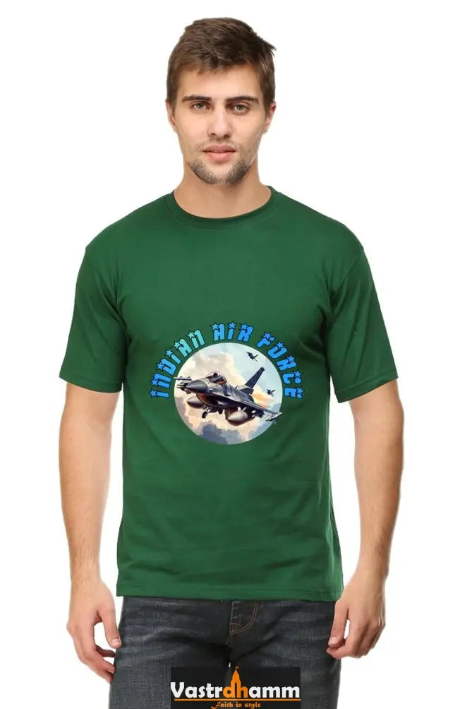 Blue Sky Defenders Indian Air Force. Round Neck Half Sleeve Classic T-Shirts for Men Vastrdhamm