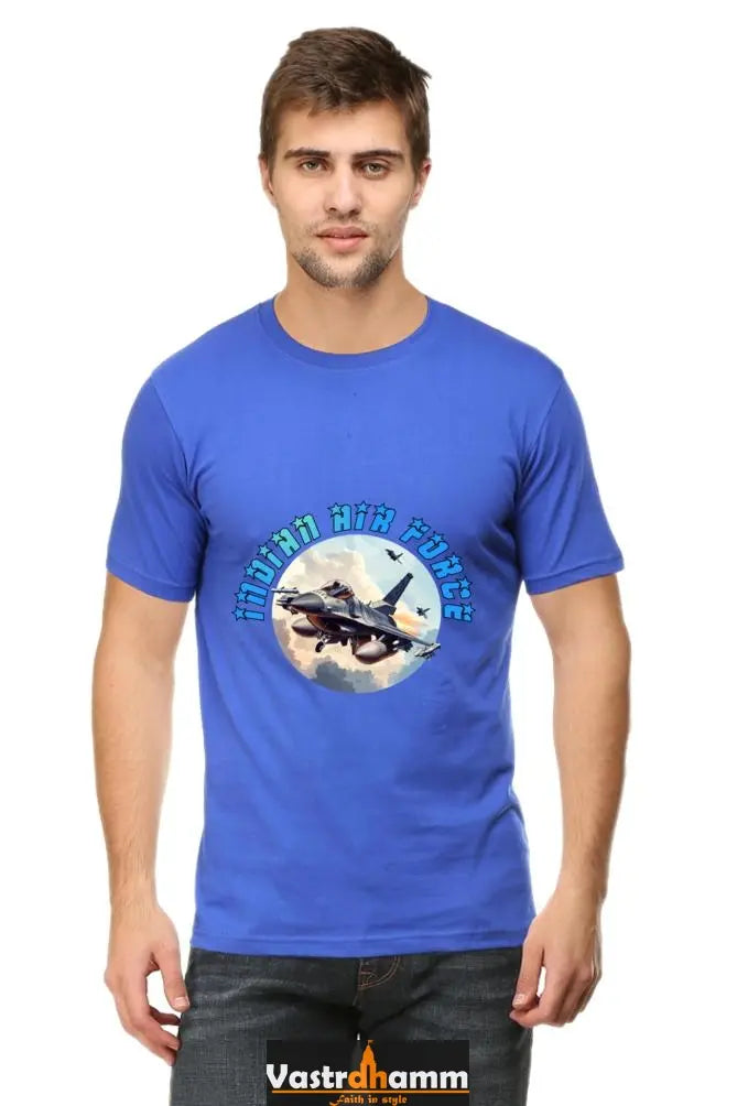 Blue Sky Defenders Indian Air Force. Round Neck Half Sleeve Classic T-Shirts for Men Vastrdhamm