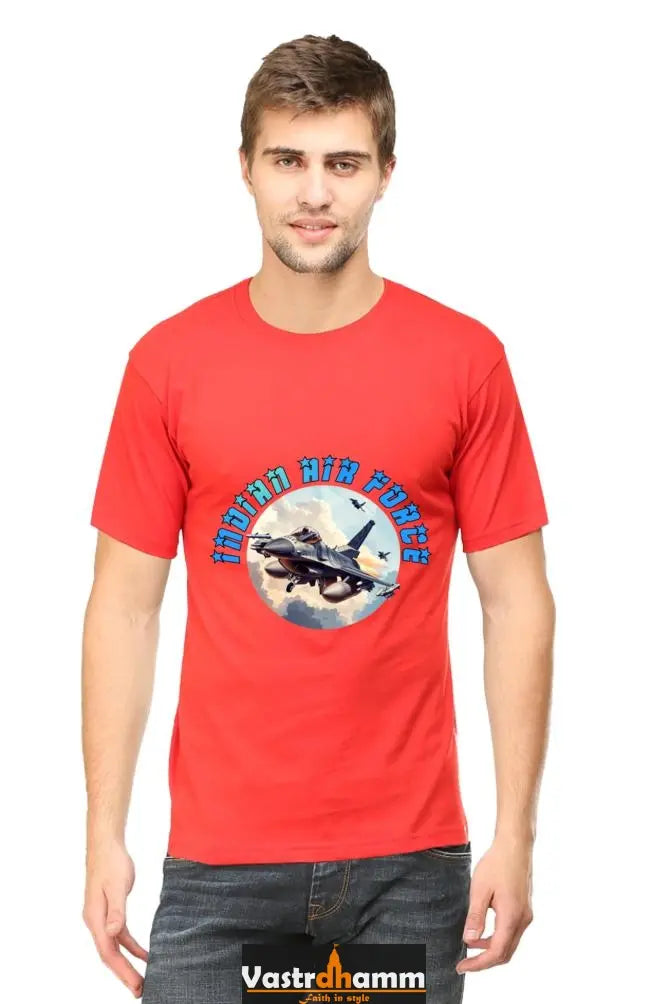 Blue Sky Defenders Indian Air Force. Round Neck Half Sleeve Classic T-Shirts for Men Vastrdhamm