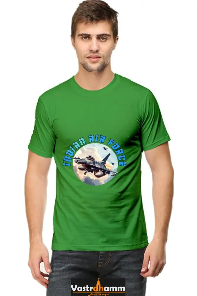 Blue Sky Defenders Indian Air Force. Round Neck Half Sleeve Classic T-Shirts for Men Vastrdhamm