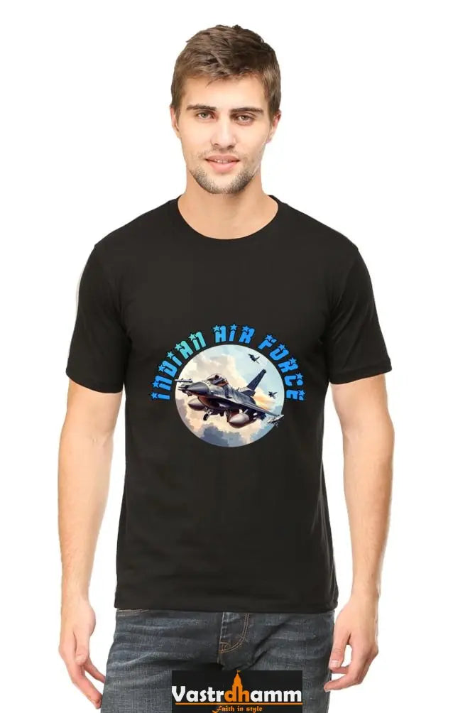 Blue Sky Defenders Indian Air Force. Round Neck Half Sleeve Classic T-Shirts for Men Vastrdhamm