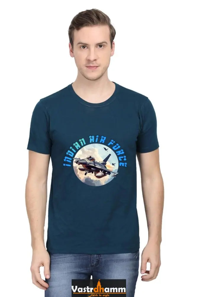 Blue Sky Defenders Indian Air Force. Round Neck Half Sleeve Classic T-Shirts for Men Vastrdhamm