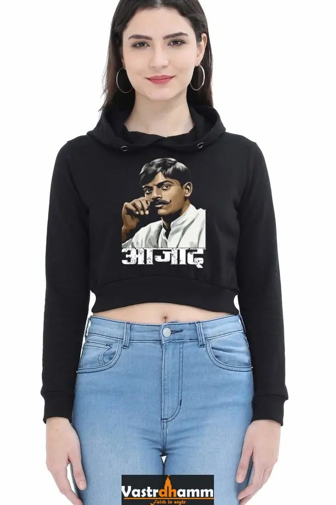 Chandra Shekhar Azad CourageCrop Hoodies for Women Vastrdhamm