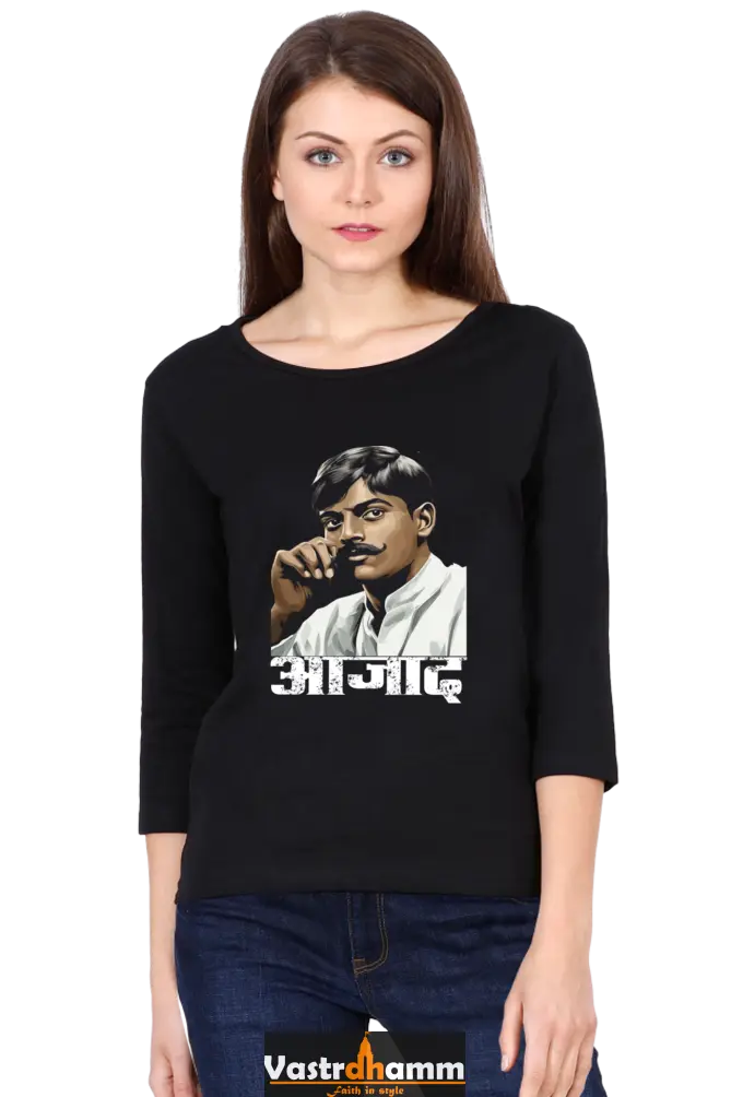 Chandra Shekhar Azad CourageRound Neck Full Sleeve T-Shirts for Women Vastrdhamm