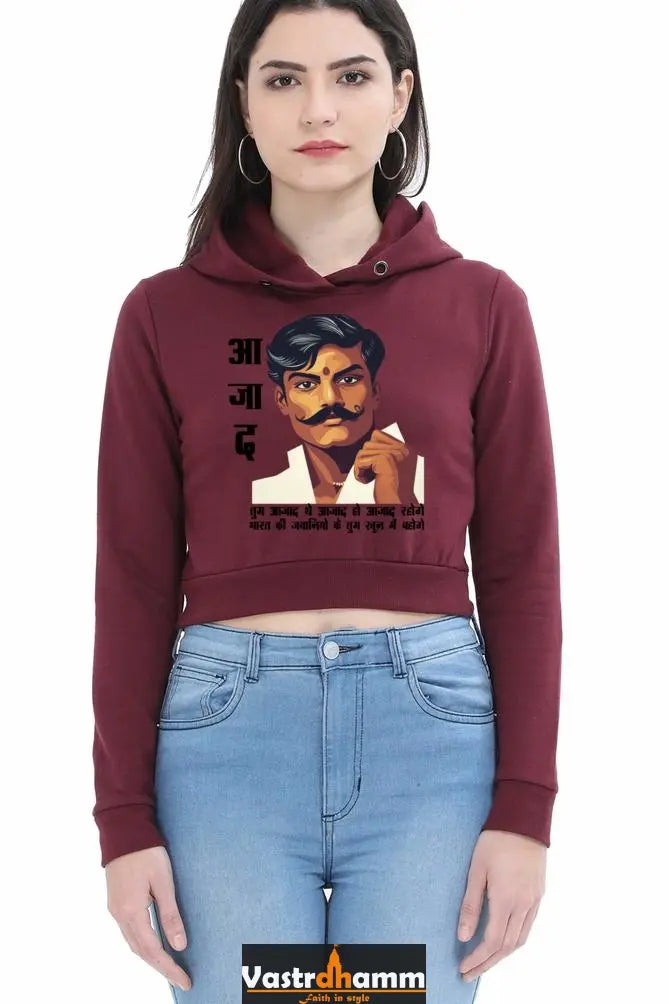 Chandra Shekhar Azad HeroismCrop Hoodies for Women Vastrdhamm