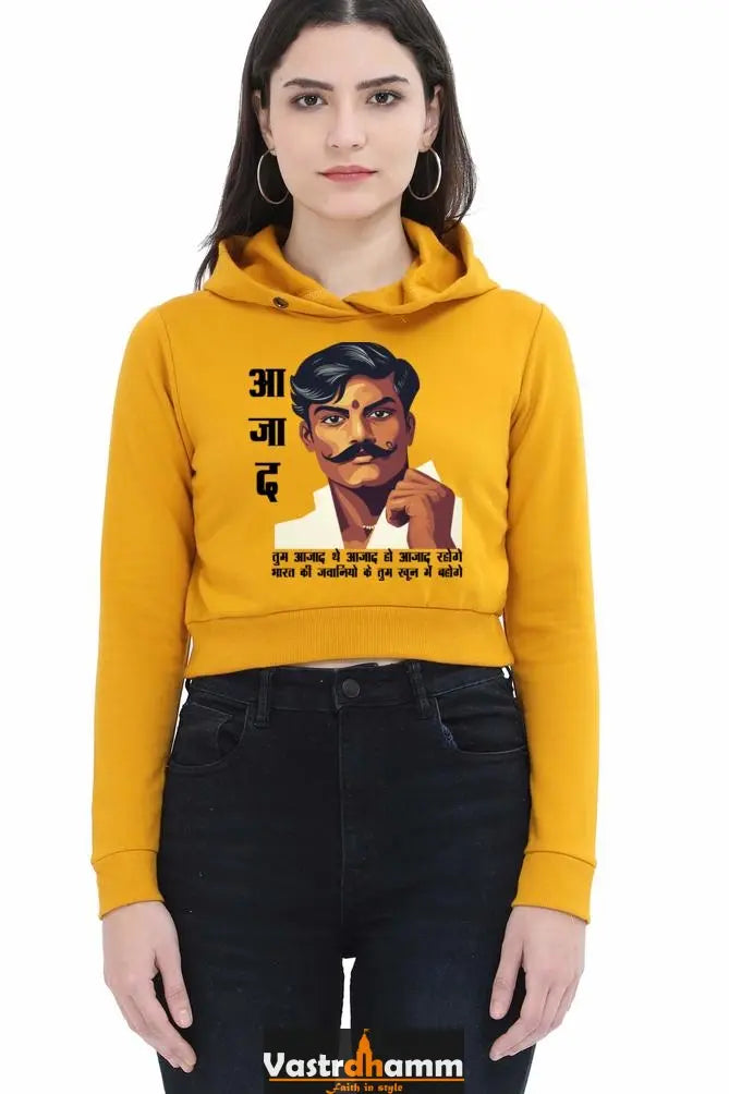 Chandra Shekhar Azad HeroismCrop Hoodies for Women Vastrdhamm