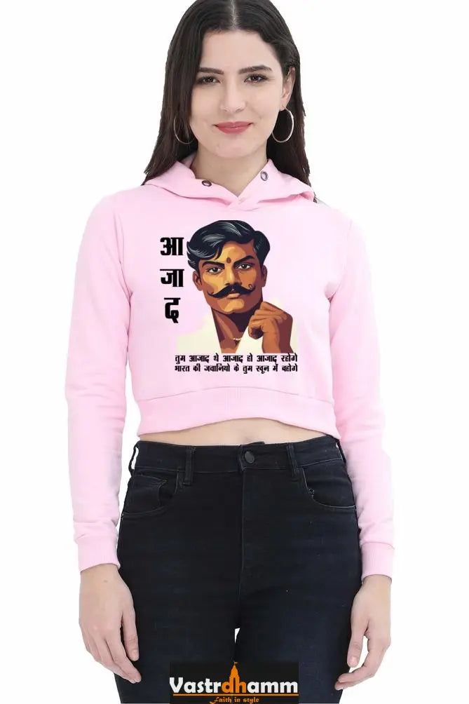 Chandra Shekhar Azad HeroismCrop Hoodies for Women Vastrdhamm