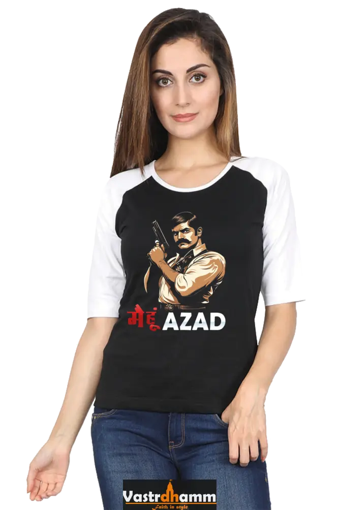 Chandra Shekhar Azad Revolution Raglan Full Sleeve T-Shirts for Women Vastrdhamm