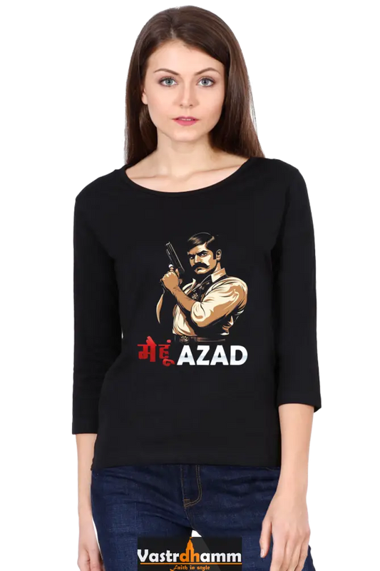 Chandra Shekhar Azad RevolutionRound Neck Full Sleeve T-Shirts for Women Vastrdhamm