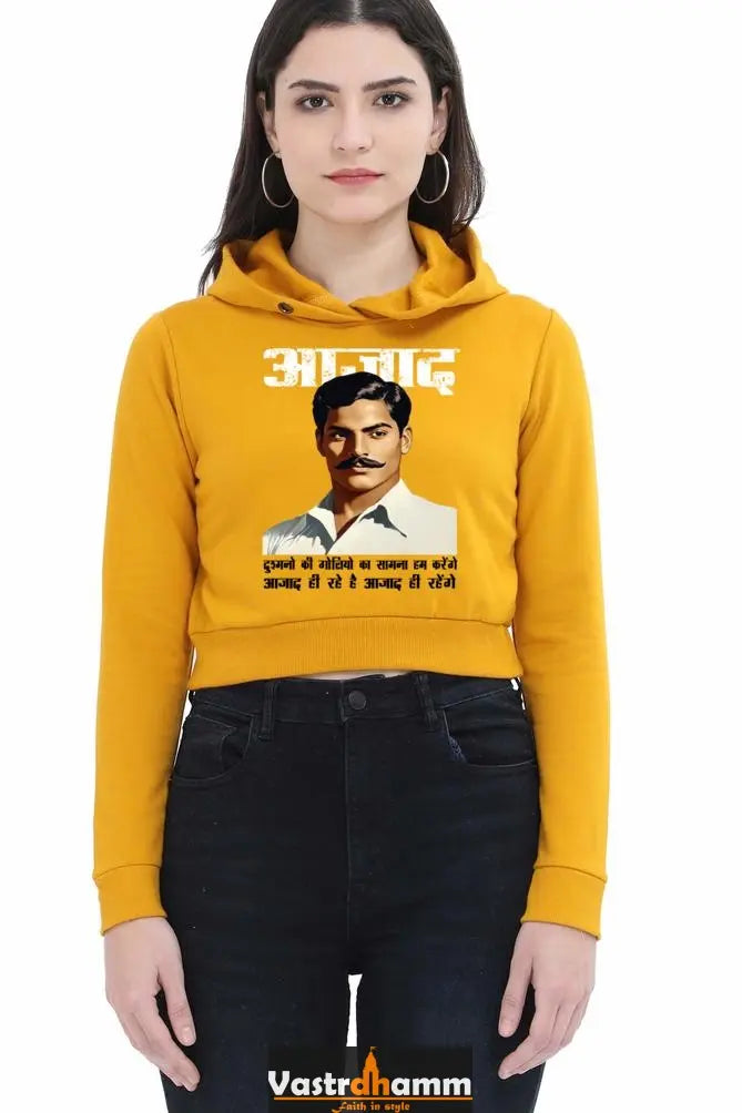 Chandra Shekhar Azad SpiritCrop Hoodies for Women Vastrdhamm