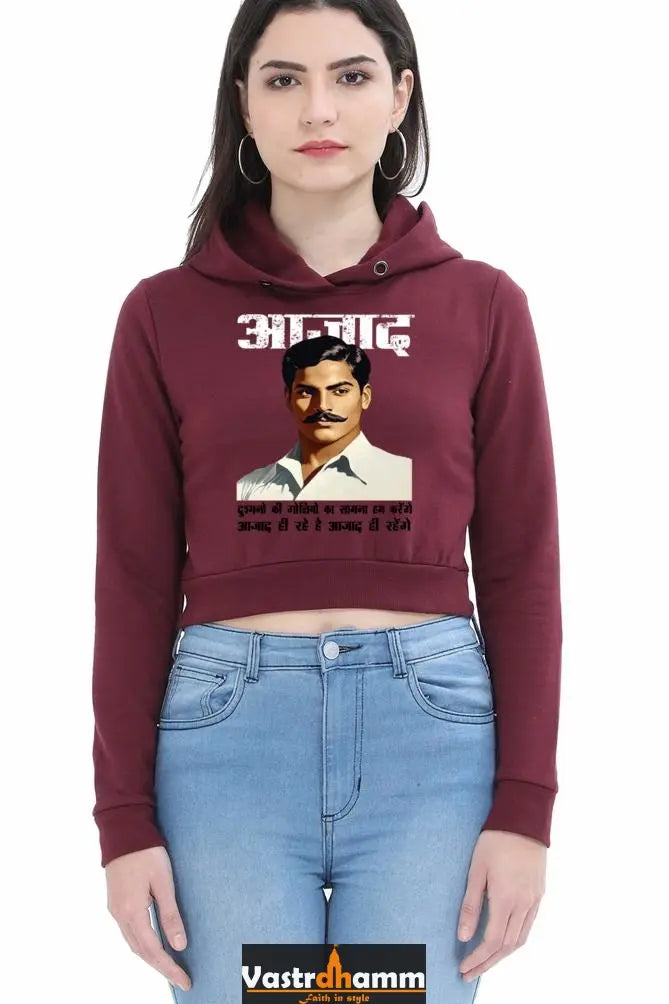 Chandra Shekhar Azad SpiritCrop Hoodies for Women Vastrdhamm