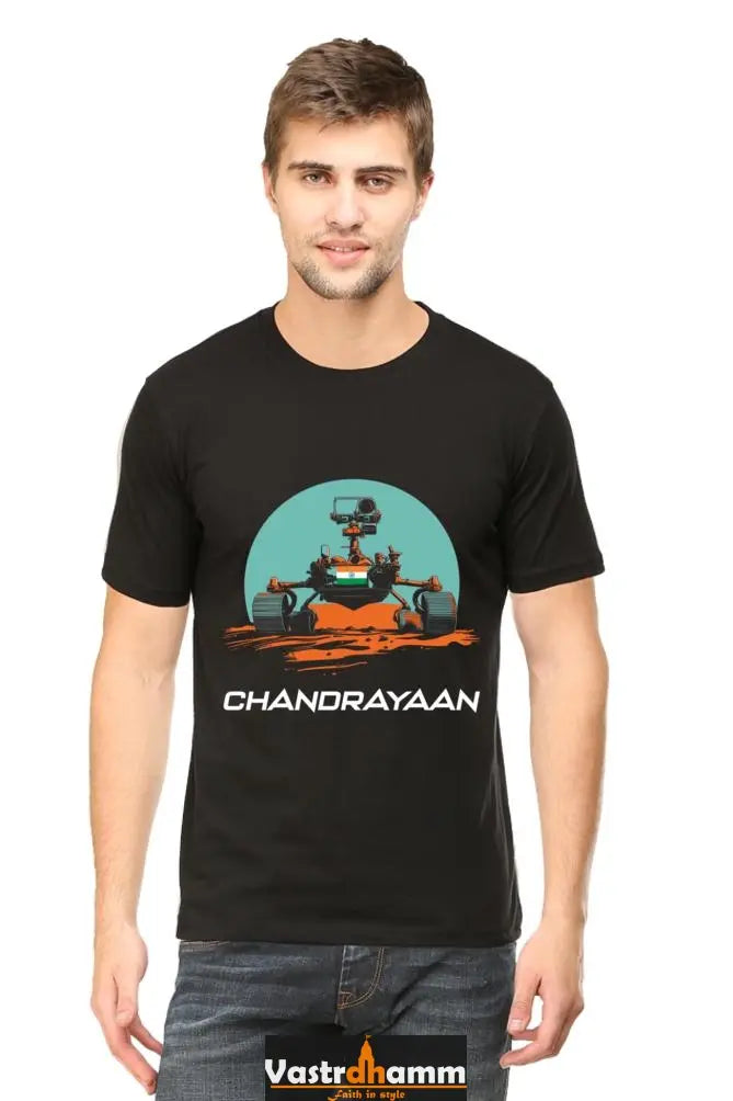 Chandrayaan Mission Explorer Round Neck Half Sleeve Classic T-Shirts for Men Vastrdhamm