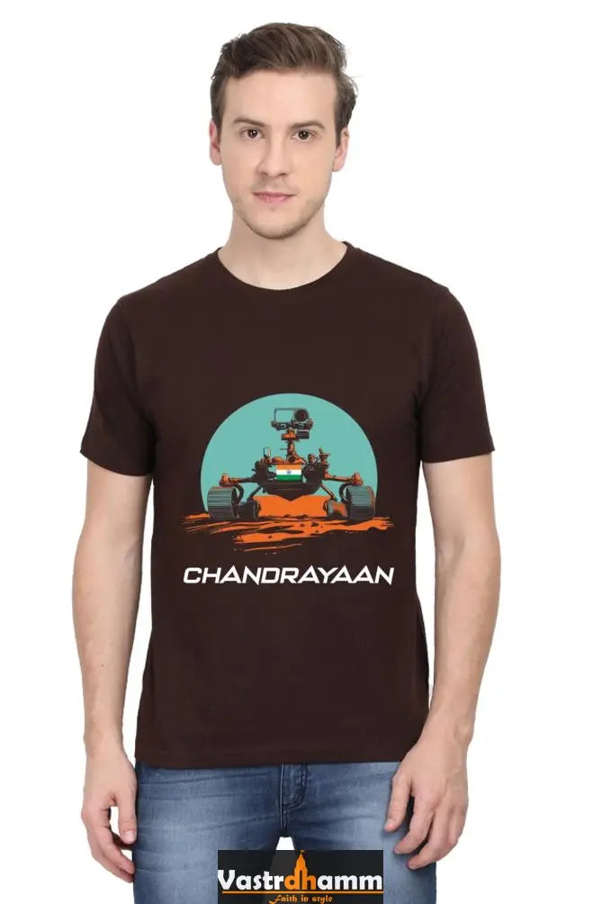 Chandrayaan Mission Explorer Round Neck Half Sleeve Classic T-Shirts for Men Vastrdhamm