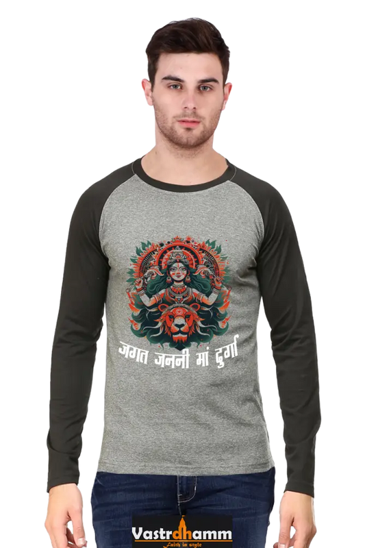 Durga Blessings Raglan Full Sleeve T-Shirts for Men Vastrdhamm