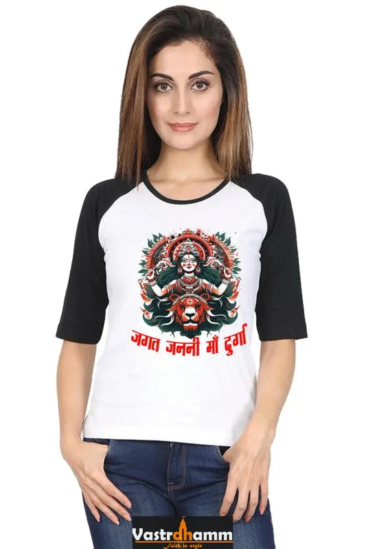 Durga Blessings Raglan Full Sleeve T-Shirts for Women Vastrdhamm