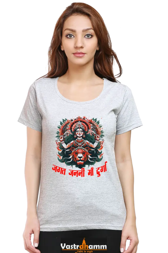 Durga Blessings Round Neck Half Sleeve Classic T-Shirts for Women Vastrdhamm