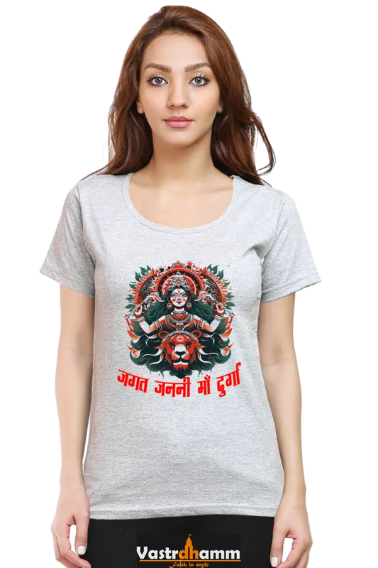 Durga Blessings Round Neck Half Sleeve Classic T-Shirts for Women Vastrdhamm