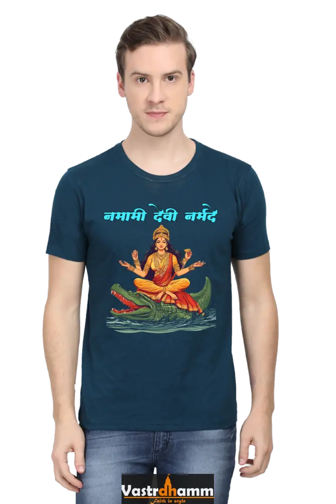 Durga Courage Round Neck Half Sleeve Classic T-Shirts for Men Vastrdhamm