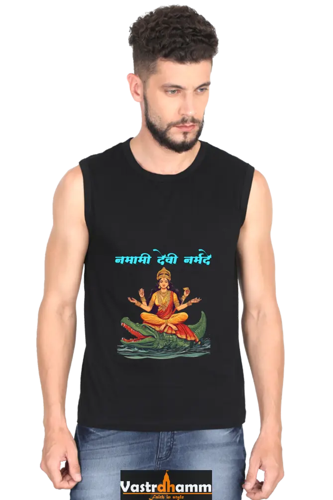 Durga Courage Round Neck Sleeveless T-Shirts for Men Vastrdhamm