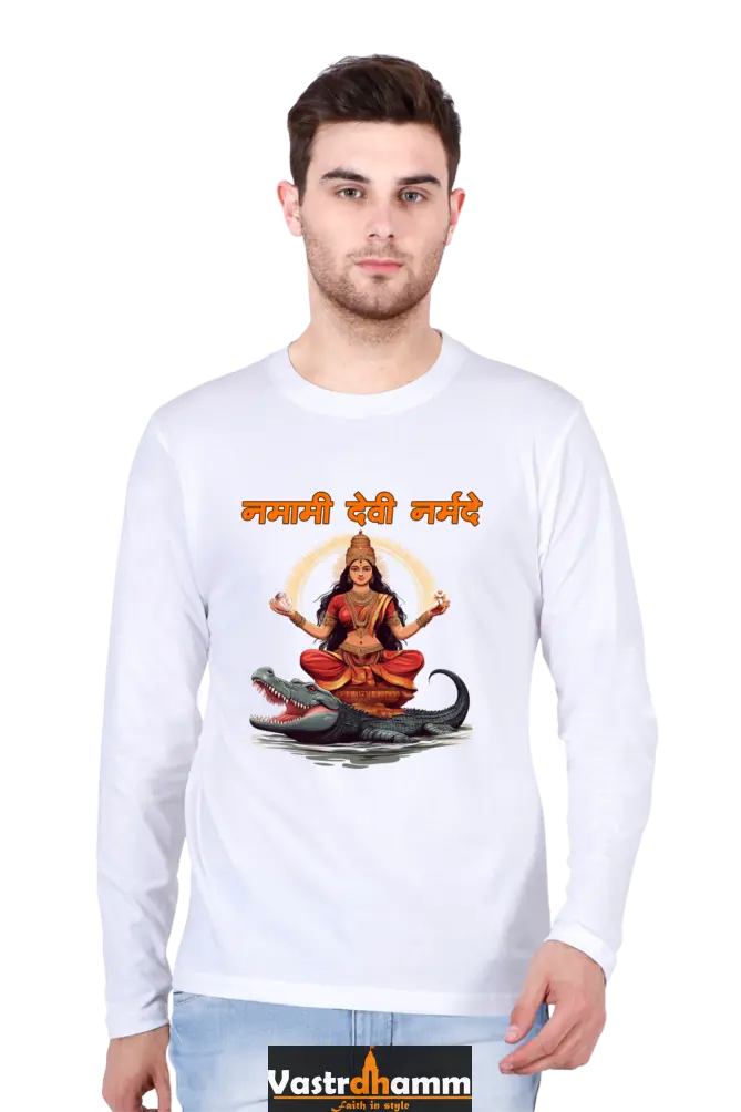 Durga Devotion Round Neck Full Sleeve T-Shirts for Men Vastrdhamm