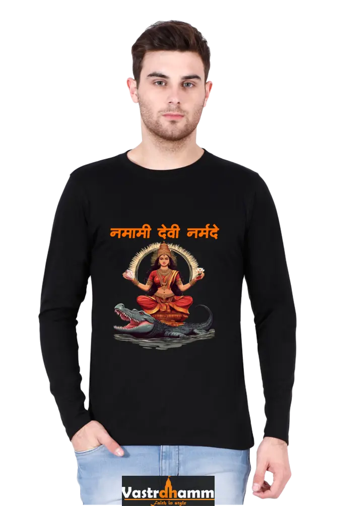 Durga Devotion Round Neck Full Sleeve T-Shirts for Men Vastrdhamm