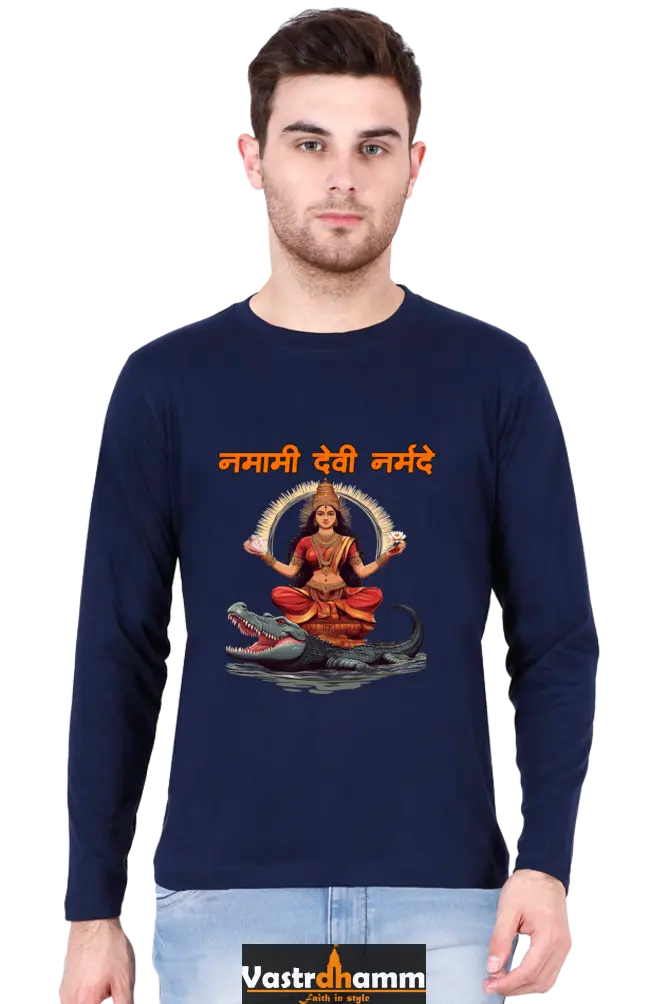 Durga Devotion Round Neck Full Sleeve T-Shirts for Men Vastrdhamm