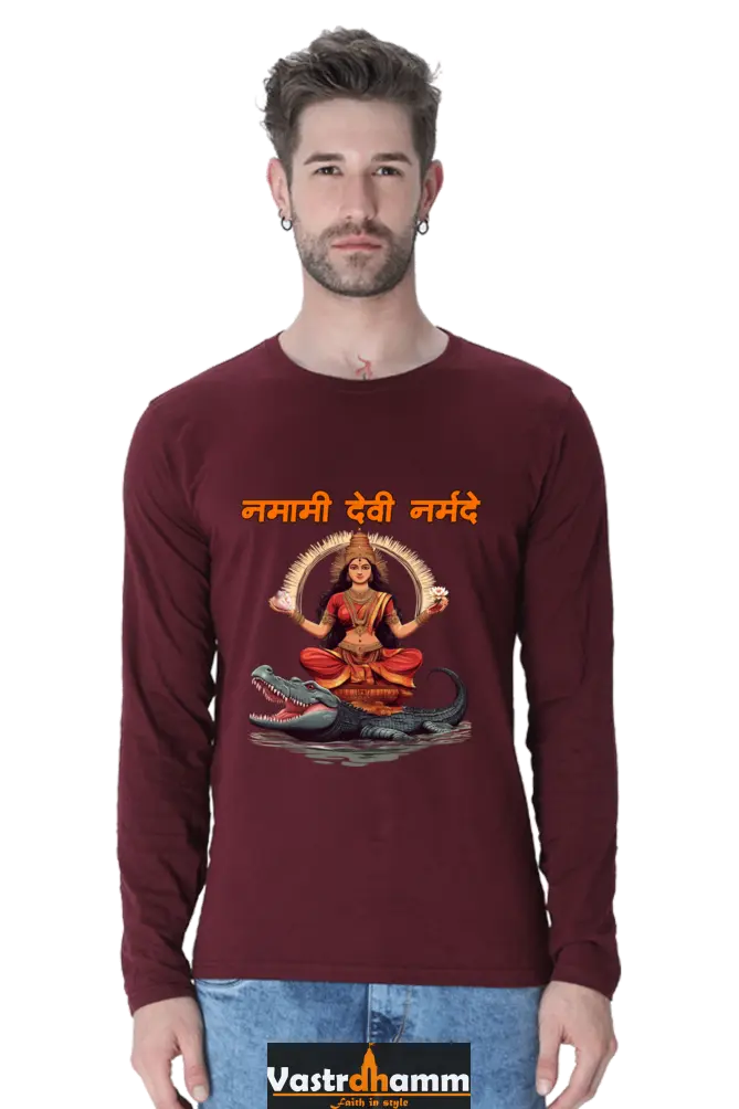 Durga Devotion Round Neck Full Sleeve T-Shirts for Men Vastrdhamm