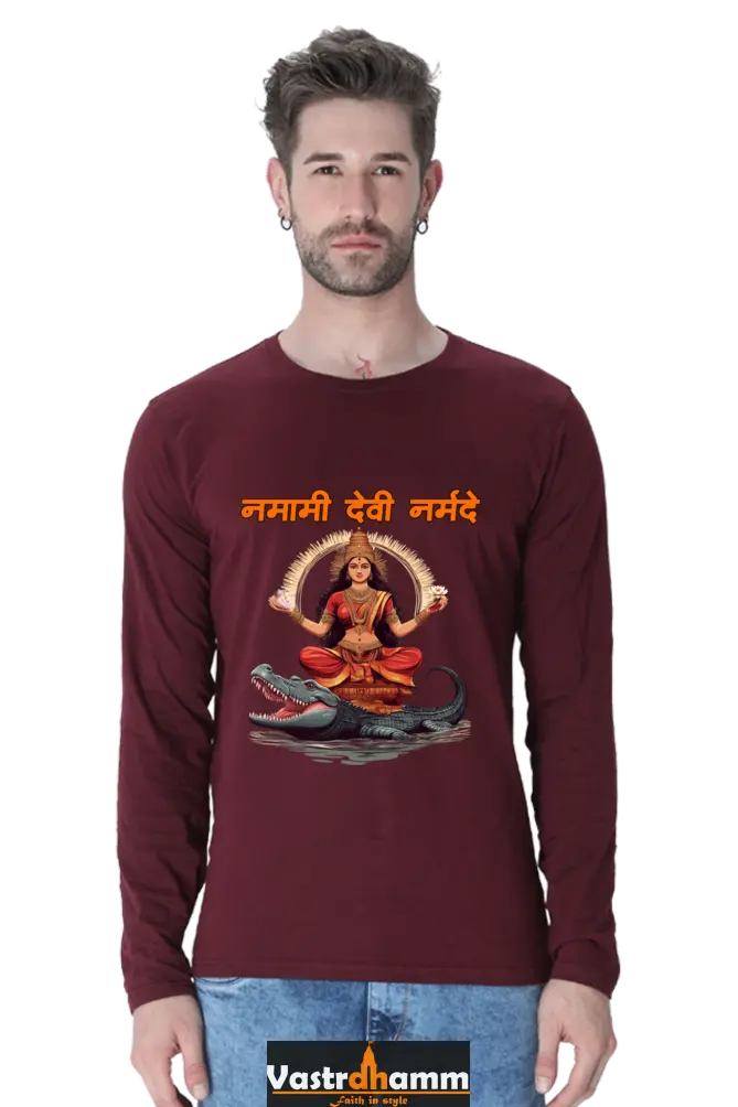 Durga Devotion Round Neck Full Sleeve T-Shirts for Men Vastrdhamm