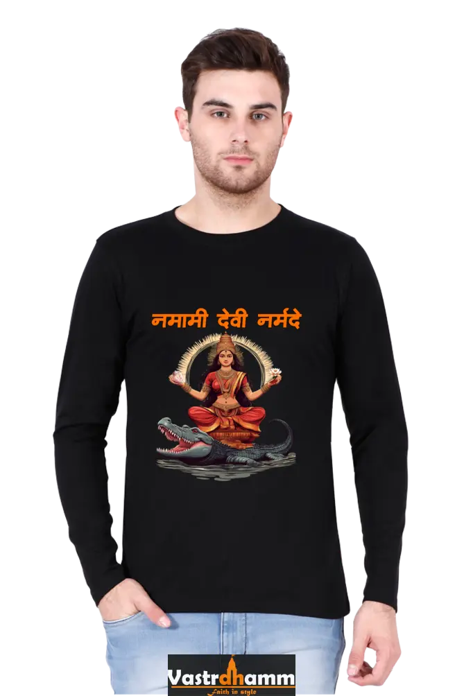 Durga Devotion Round Neck Full Sleeve T-Shirts for Men Vastrdhamm