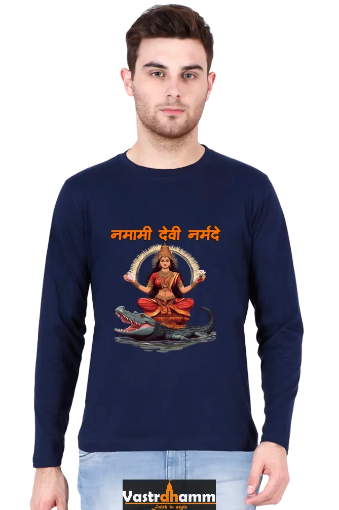 Durga Devotion Round Neck Full Sleeve T-Shirts for Men Vastrdhamm