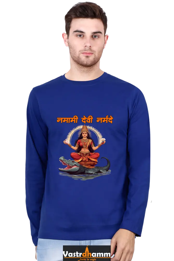 Durga Devotion Round Neck Full Sleeve T-Shirts for Men Vastrdhamm