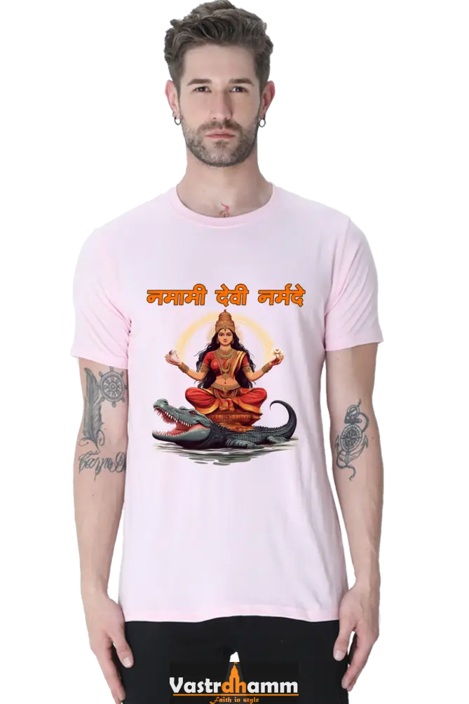 Durga Devotion Round Neck Half Sleeve Classic T-Shirts for Men Vastrdhamm