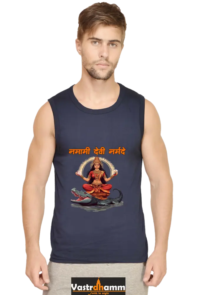 Durga Devotion Round Neck Sleeveless T-Shirts for Men Vastrdhamm