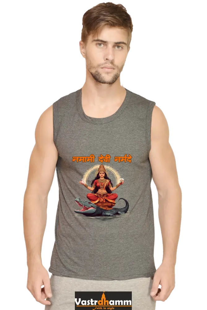 Durga Devotion Round Neck Sleeveless T-Shirts for Men Vastrdhamm