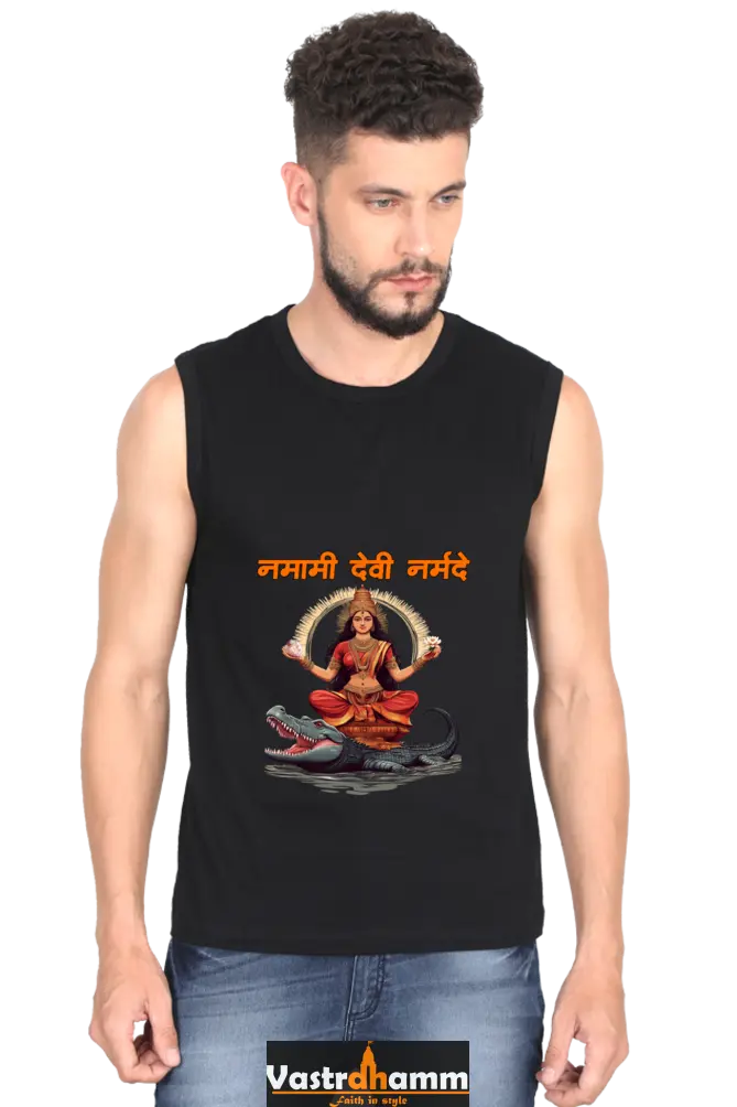 Durga Devotion Round Neck Sleeveless T-Shirts for Men Vastrdhamm