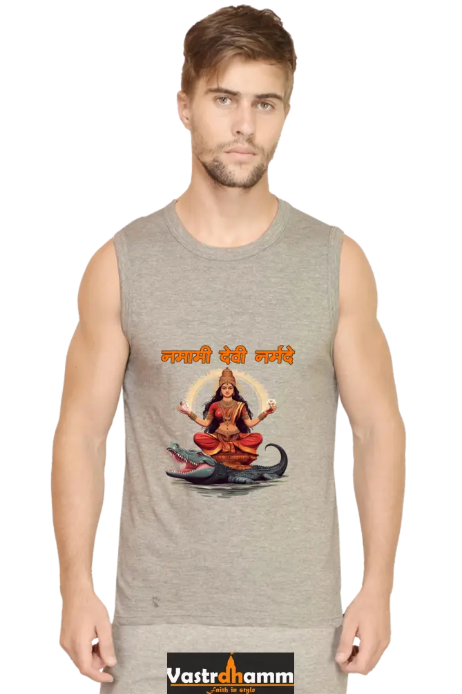 Durga Devotion Round Neck Sleeveless T-Shirts for Men Vastrdhamm