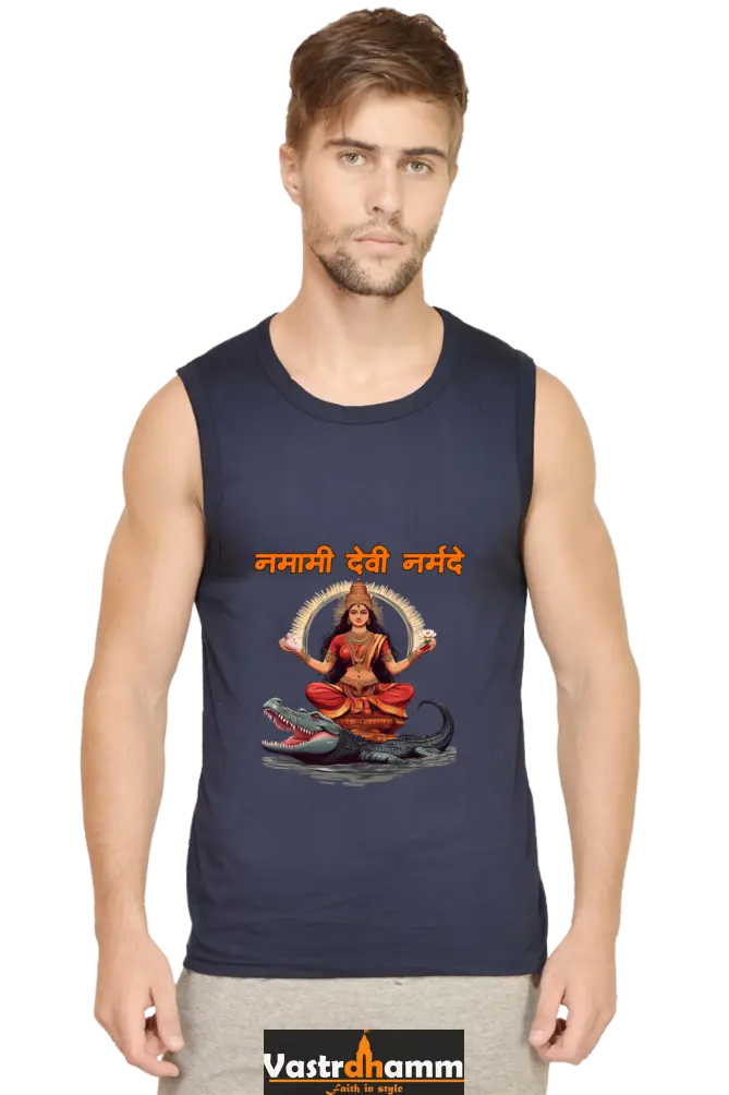 Durga Devotion Round Neck Sleeveless T-Shirts for Men Vastrdhamm