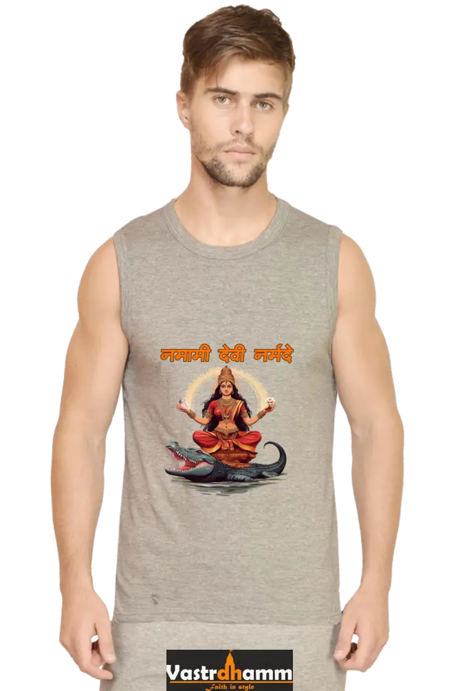 Durga Devotion Round Neck Sleeveless T-Shirts for Men Vastrdhamm