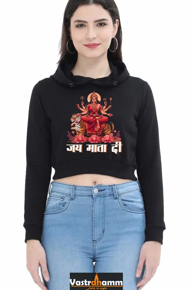 Durga DevotionCrop Hoodies for Women Vastrdhamm