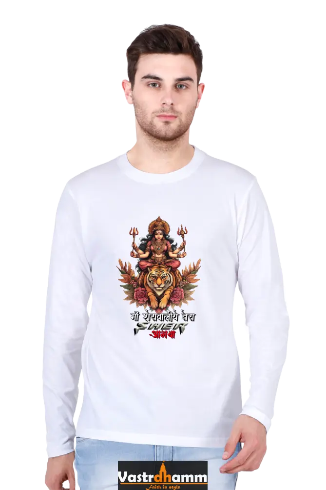 Durga Divine Round Neck Full Sleeve T-Shirts for Men Vastrdhamm