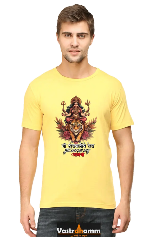 Durga Divine Round Neck Half Sleeve Classic T-Shirts for Men Vastrdhamm