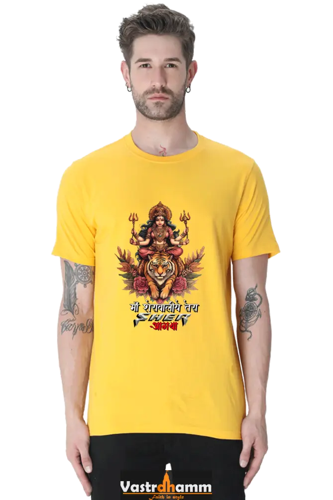 Durga Divine Round Neck Half Sleeve Classic T-Shirts for Men Vastrdhamm