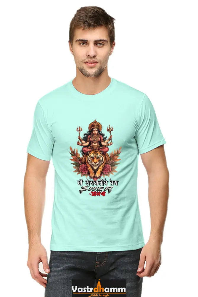 Durga Divine Round Neck Half Sleeve Classic T-Shirts for Men Vastrdhamm