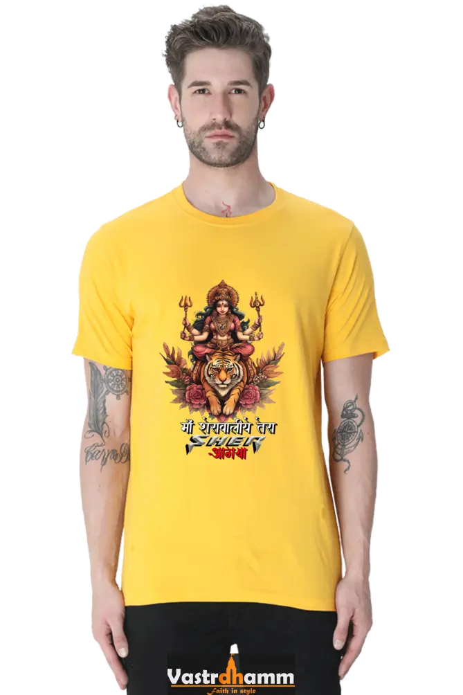 Durga Divine Round Neck Half Sleeve Classic T-Shirts for Men Vastrdhamm